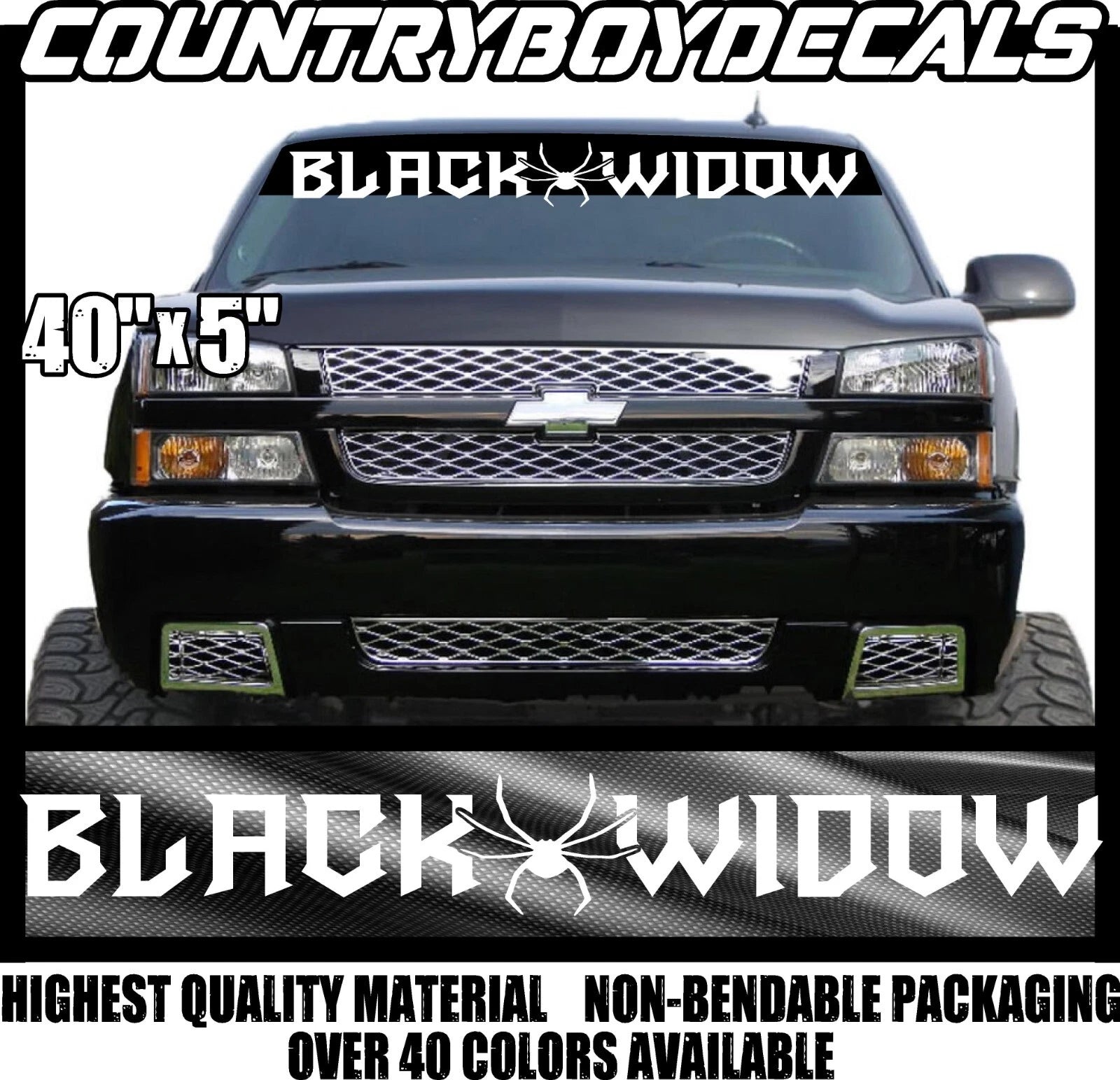 BLACK WIDOW 40" Vinyl Decal Sticker, Die Cut Vinyl Decal