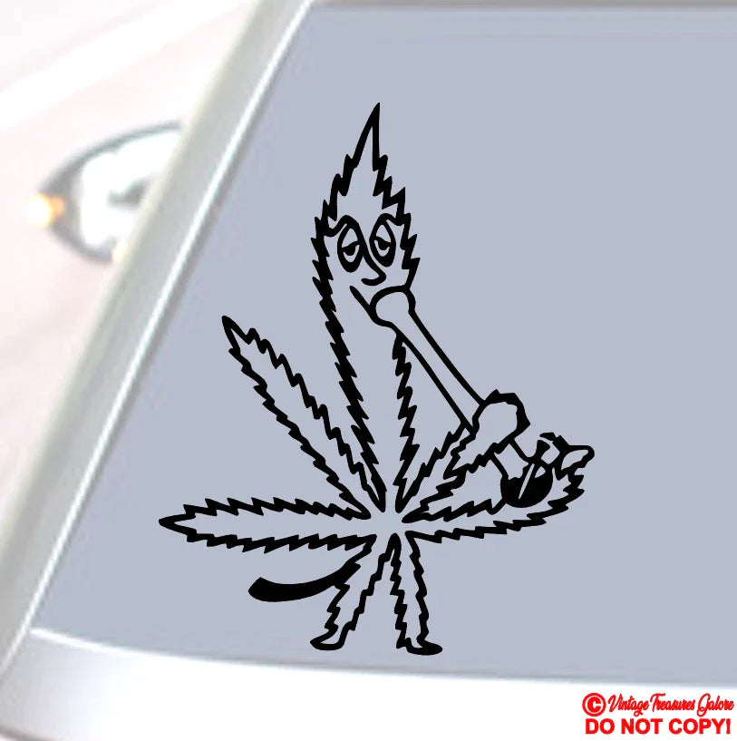 MARIJUANA LEAF SMOKING BONG  Die Cut Vinyl Decal