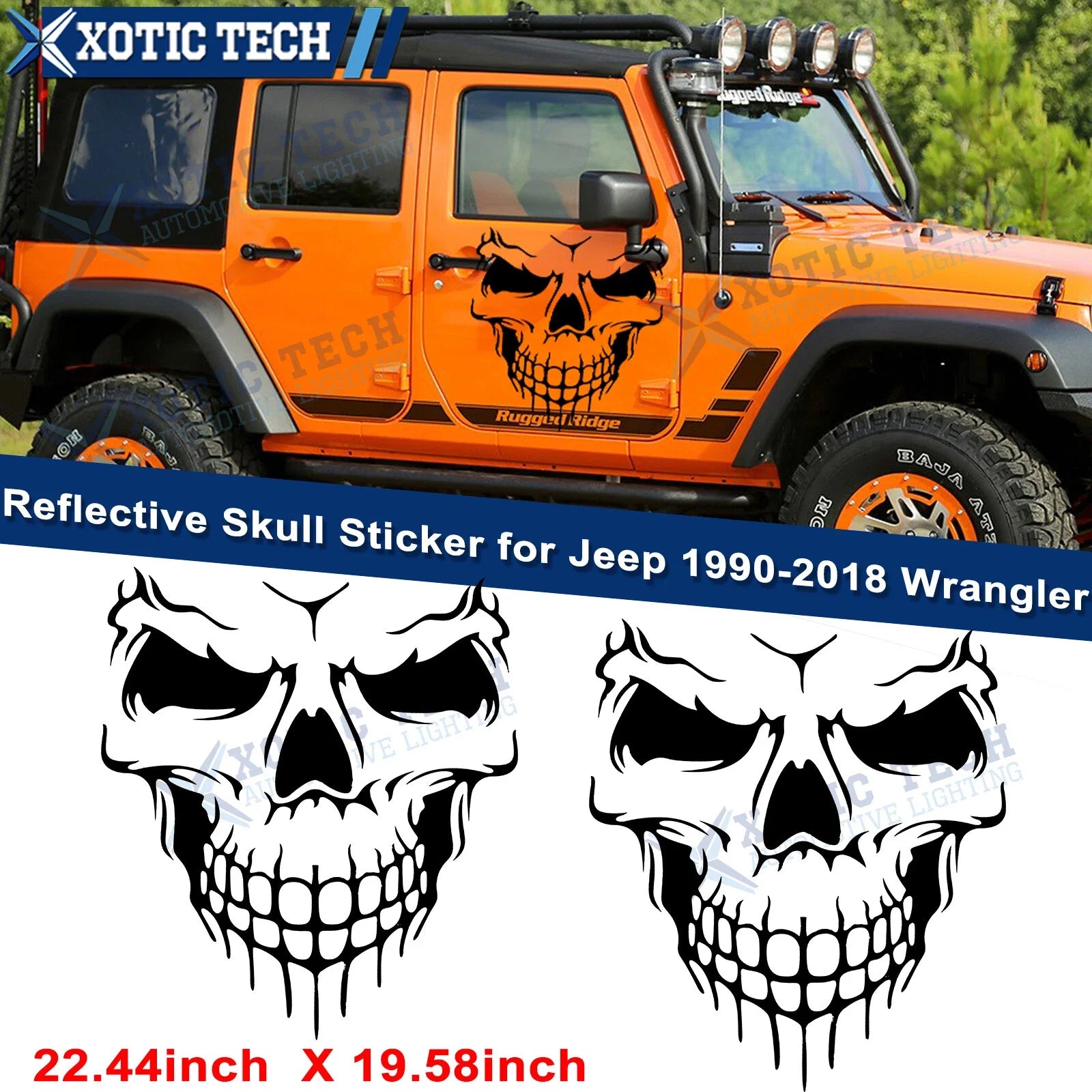 Reflective Skull Die Cut Vinyl Decal