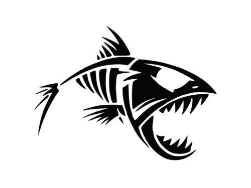 SKELETON FISH Die Cut Vinyl Decal