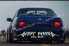 Night Runner Window Decal Car Sticker Banner JDM Vinyl Graphic Kanji KDM Stance Die Cut Vinyl Decal