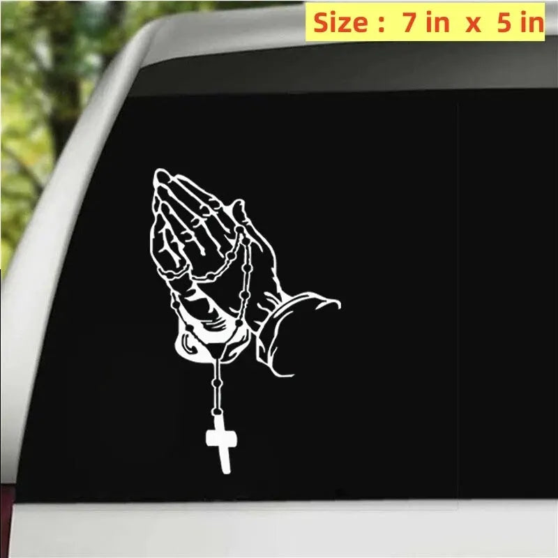 Car Sticker Pearl Rosary God Jesus Christ Prayer Die Cut Vinyl Decal