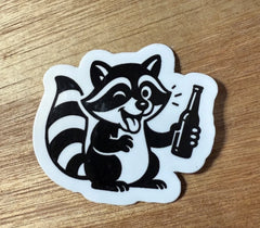 STICKER epic drinking raccoon  Die Cut Vinyl Decal