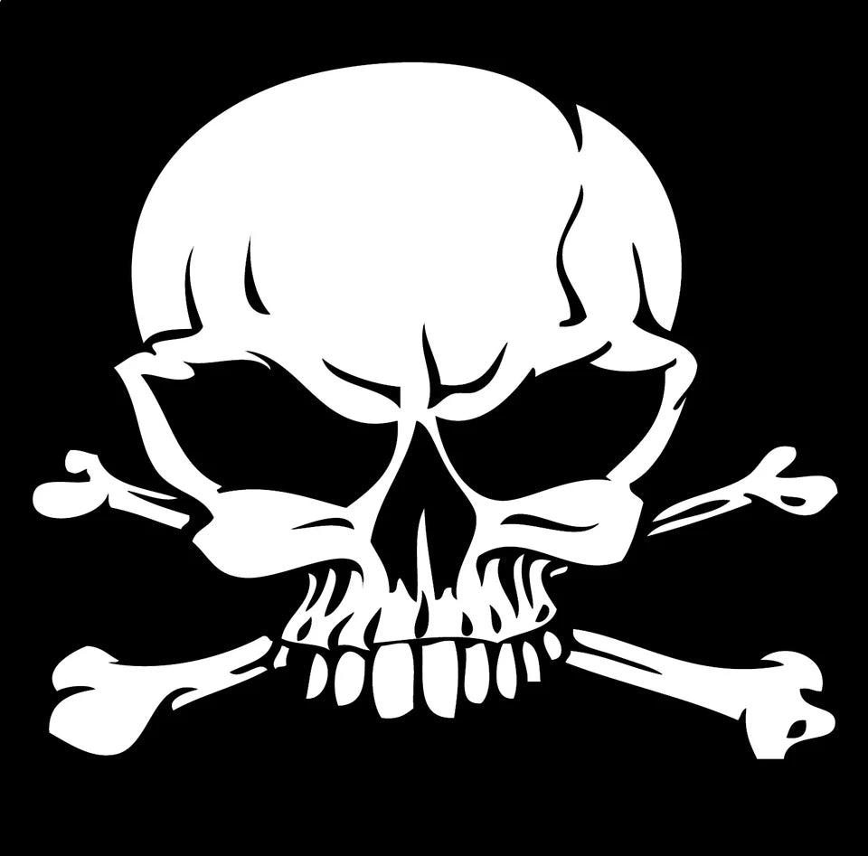 Skeleton Head Crossbones Skull  Die-Cut Vinyl Decal
