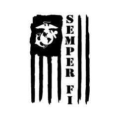 Semper Fi American Flag USMC Vinyl Die Cut Vinyl Decal/ Bumper For Windows, Cars, Trucks, Laptops, Etc.