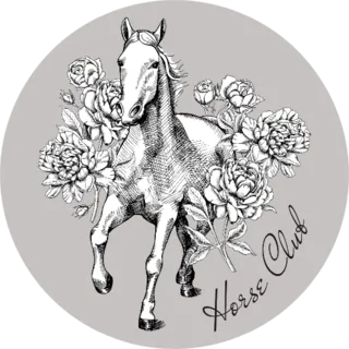 Set Card Horse Black & White Flower Sticker Die Cut Vinyl Decal