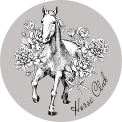 Set Card Horse Black & White Flower Sticker Die Cut Vinyl Decal