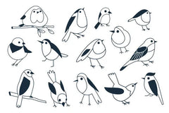 Set of vector linear birds for design Die Cut Vinyl Decal