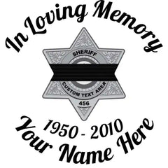 Silver Sheriff Badge with Black Band In Loving Memory Die Cut Vinyl Decal