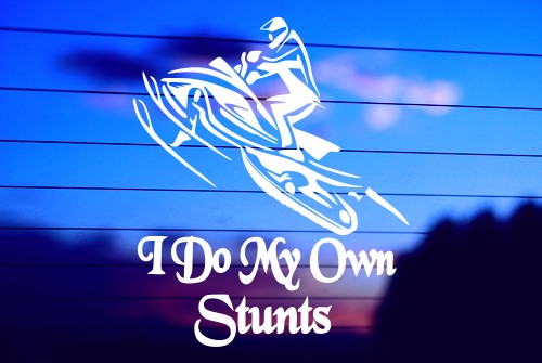 Snowmobiling stunts vinyl die cut decal for cars, trucks, windows, laptops, and gear