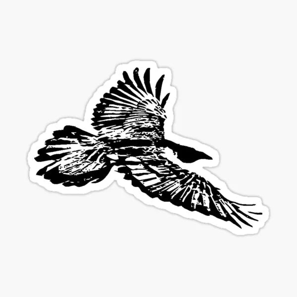 Black Raven Bird Soaring in Flight Art designed  Die Cut Vinyl Decal