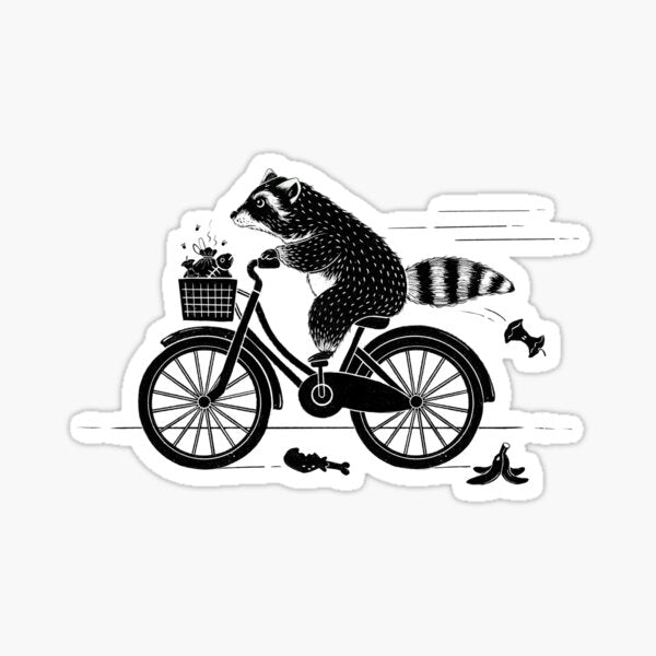 Item preview, Raccoon riding bicycle  Die Cut Vinyl Decal