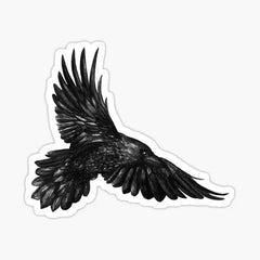 Raven in flight designed and sold by Created By Libby. Die Cut Vinyl Decal