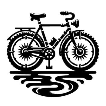 Stylized Black and White Bicycle  Die Cut Vinyl Decal