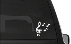 Treble Key Love Heart Notes Vinyl Die Cut Vinyl Decal/ Bumper For Windows, Cars, Trucks, Laptops, Etc.
