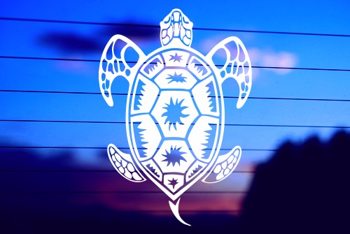 Tribal Turtle vinyl die cut decal for cars, trucks, windows, and laptops