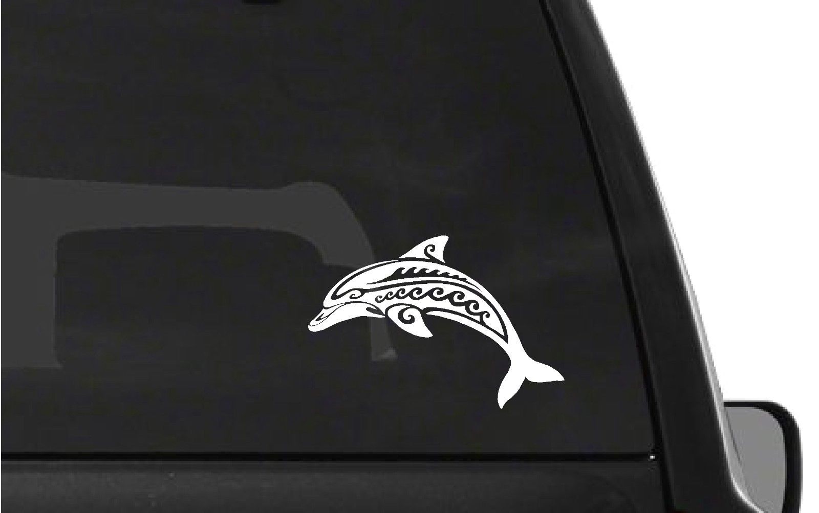 tribal-dolphin-vinyl-decal size options for cars trucks laptops