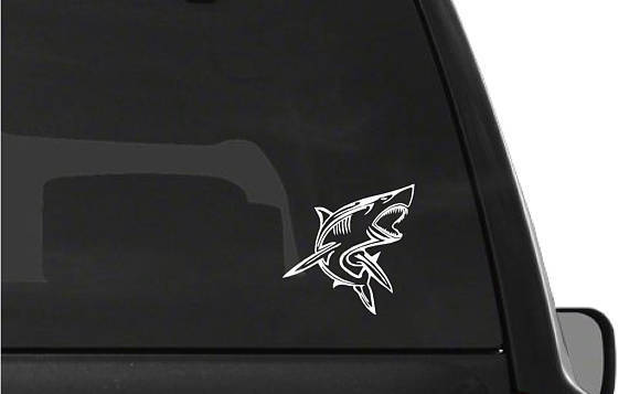 tribal-shark-vinyl-decal applied on car window outdoor waterproof