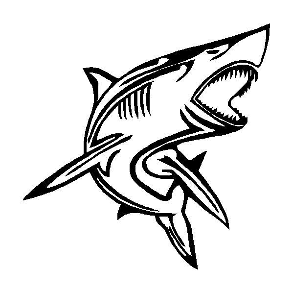 tribal-shark-vinyl-decal black waterproof for cars trucks laptops