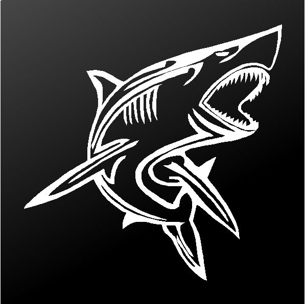 tribal-shark-vinyl-decal white waterproof for cars trucks laptops