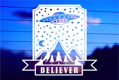 UFO Believer 4 vinyl die cut decal for cars trucks laptops windows