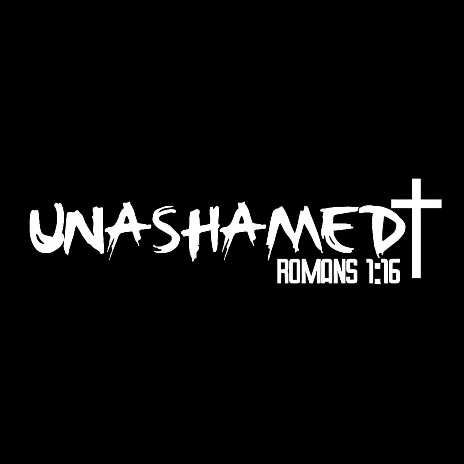 unashamed cross romans 1:16 vinyl decal white die cut Christian sticker for vehicles and laptops