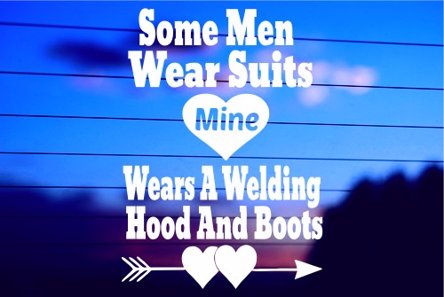 Welding hood and boots vinyl die cut decal for cars, trucks, windows, and laptops