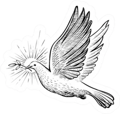 Dove With Olive Branch And Rays Line Sketch Sticker Die Cut Vinyl Decal
