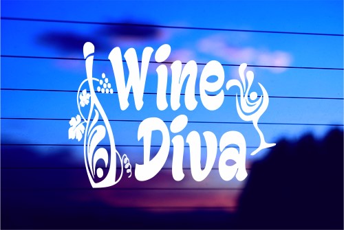 WINE DIVA Die Cut Vinyl Decal/ Bumper For Windows, Cars, Trucks, Laptops, Etc.